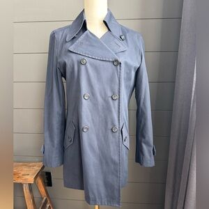 Ray Cassin Vintage Navy Blue Double Breasted Trench Coat Button Up Outdoor